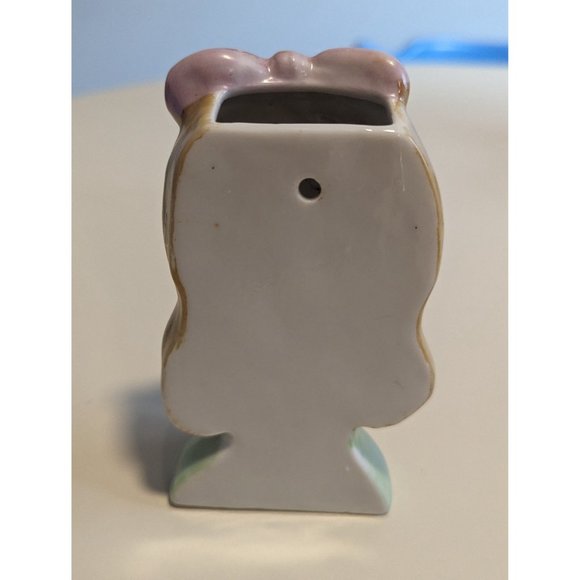 Vintage Made in Japan Lefton Norcrest Porcelain Bisque GIRL Wall Pocket Plaque - Picture 2 of 8